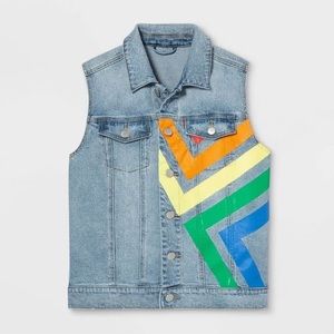 Pride rainbow denim vest